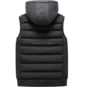 Gilet rembourré sans manches veste de haute qualité multicolore vêtements d'hiver denim, laine et cuir teint vente en gros - Product Image 4