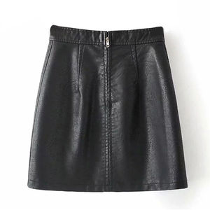 Women Natural Waist Solid Color Slit <b>Short</b> <b>Leather</b> Skirt Plus Size Streetwear Wrap Eco-Friendly - Product Image 5