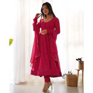 PURE SOFT FOX GEORGETTE LAHERIYA IMPRESIÓN DE ROSA DE 2017 - Product Image 4