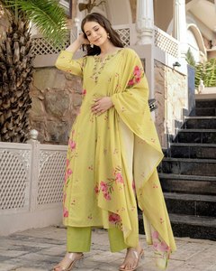 Collection 2026 : Styles les plus attractifs, Kurti et pantalon imprimés à fleurs en 2 couleurs, longueur genou, avec dupatta. Nous proposons des prix de gros. - Product Image 2