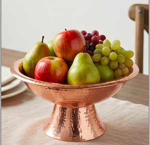 Handmade Copper Fruit Bowl With Hammered Finish Modern Decorative Serving Dish For <b>Kitchen</b> Use And Dining Use - Product Image 5