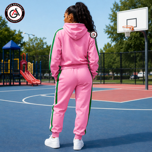 Survêtement personnalisé pour femmes avec broderie Soror rose et verte |   Survêtement de jogging brodé sur mesure pour sororité, 100 % coton molletonné - Product Image 2