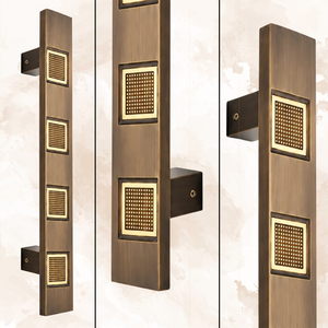 Poignée carrée moderne en laiton pour porte principale et porte vitrée, avec quatre éléments carrés - Product Image 2