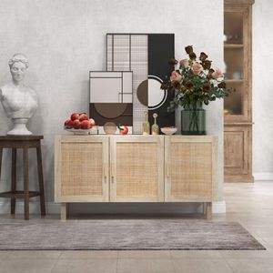 Mobile Moderno per Soggiorno in Legno Massello e Melamina con Anta in Vetro - Product Image 1
