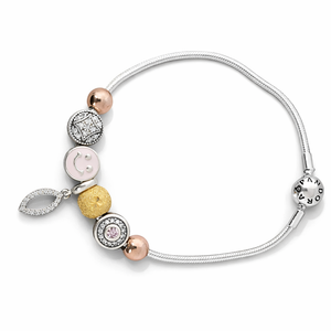 Pulsera de Cadena de Serpiente con Cuentas Redondas Multicolor y Diamantes Engastados, Estilo Romántico para Fiesta, para Mujer - Product Image 1