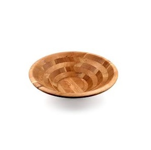 Bol à salade rond en bois écologique, grand bol de service en bambou pour fruits, pop-corn, céréales, vaisselle de cuisine artisanale, bols en bois - Product Image 1