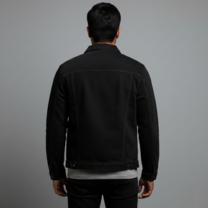 Veste en jean délavée vintage de haute qualité 100 % coton, coupe longue, décontractée, avec fermeture boutonnée, style hip-hop - Product Image 3