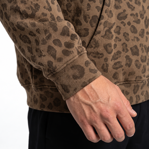 Men's <b>Leopard</b> <b>Print</b> Fleece Oversized Pullover Hoodie Winter Fashion Streetwear <b>Sweatshirt</b> with Kangaroo Pocket Custom Logo - Product Image 5