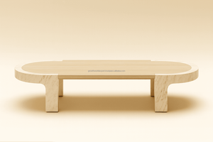 Tavolino da Caffè Ovale Minimalista in Legno con Gambe Scultoree, Tavolo Centrale Ovale in Stile Nordico, Tavolo da Soggiorno <span class=keywords><strong>Zen</strong></span> Curvo - Product Image 4