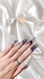 Uñas Postizas de Lujo para el Día de la Reina, Estilo Novia para Boda, con Pegamento, Forma Cuadrada, Inspiradas en Reinas y Princesas - Product Image 5