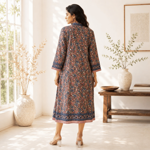 Túnica de Seda de Diseño Premium, Talla Única, Estilo Boho Ibiza, Pintada a Mano con Patrón Floral Paisley, Prenda Ligera para Mujer, Ideal para Vacaciones - Product Image 2