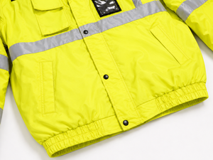 Chaqueta de Trabajo con Capucha de Alta Visibilidad para Hombre, con Bandas Reflectantes de Seguridad, Bolsillos Multifuncionales, Cierre de Solapa y Elástico - Product Image 5