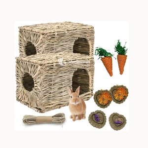 Casa de conejo interior, casa de conejo de algas marinas tejidas para jaulas de mascotas decoración decorativa del hogar al por mayor - Product Image 2