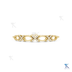 Luxury 14K <b>Solid</b> <b>Gold</b> Tennis Bracelet Brilliant Cut Lab Grown Diamond Centerpiece Halo Side Diamonds-Engagement Party Gift - Product Image 3