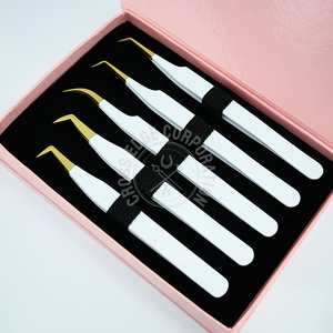 Pince à épiler volume fibre de couleur blanche en acier inoxydable pince à épiler extension faux cils avec 45 points à 90 degrés - Product Image 1