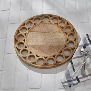 Assiette de service en bois de noyer sculptée à la main avec détails en plumes, style vintage, plateau décoratif en bois, plateau de service en solde - Product Image 4