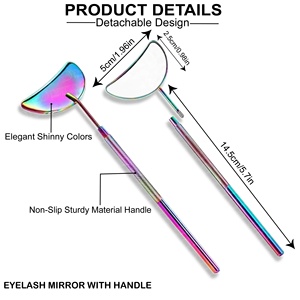 Best Selling Personalized <b>Handheld</b> Stainless Steel Eyelash <b>Mirrors</b> Square Shape Grafting Tools for Women With Logo - Product Image 4