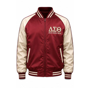 Chaqueta Bomber Delta Sigma Theta Roja con Estampado '19' en la Espalda, Estilo Preppy para Hombre, Chaqueta Universitaria de Satén con Cierre Frontal - Product Image 5