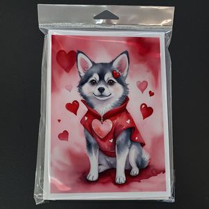 Alaskan Klee Kai My Valentine Tarjetas de felicitación Paquete de 8 Whimsical A7 Tamaño 5x7 Tarjetas de notas en blanco con sobres - Product Image 3