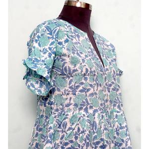 Vestido Corto Tipo A para Mujer, Cómodo, Formal, para Viaje, Ecológico, Cintura Natural, 100% Algodón, Estampado Floral Digital - Product Image 5