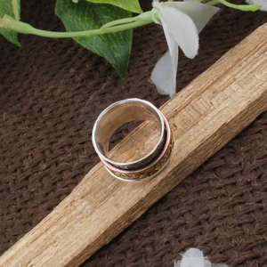 Wholesale 925 Sterling Silver Amethyst Bezel Setting Classic Floral <b>Spinner</b> <b>Ring</b> Embossed Flower Band Multi Tone Anxiety Fidget - Product Image 5