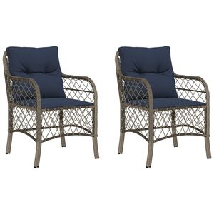2pcs Gray Poly <b>Rattan</b> Patio Chairs with <b>Cushions</b> Garden Furniture Set - Product Image 2