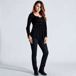 <span class=keywords><strong>Camicette</strong></span> Casual da <span class=keywords><strong>Donna</strong></span> in Maglia Primavera 2021, Maglie Stampate 100% Cotone a Maniche Lunghe con Scollo a O, 180g, Eco-Friendly, Asciugatura Rapida, Traspiranti - Product Image 6