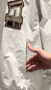 OEM 100% Cotton Men's White Bomber <b>Jacket</b> Embroidered <b>Patch</b> Design Zipper Closure Streetwear Style Breathable Eco-Friendly - Product Image 4