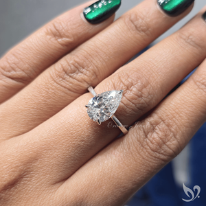 Anillo de Compromiso Solitario con Diamante Cultivado en Laboratorio de 3 Quilates, Corte Pera, Oro Blanco de 10k, Certificado IGI, Regalo de Lujo para Boda o Aniversario - Product Image 5