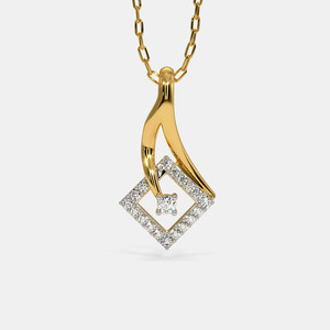 Collier pendentif géométrique floral en or jaune avec diamant de laboratoire - Product Image 1