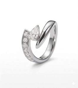 Women's 18K Gold Pear Lab Grown Diamond Engagement Ring for Women Open Bypass Ring Unique Gold Statement Ring for <b>Wedding</b> Rings - Product Image 5