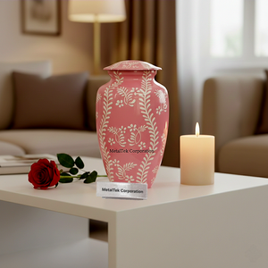 Trending Aluminum Adult Pink Cremation <b>Urn</b> for Human Ashes Elegant Handcrafted Metal Memorial Funeral <b>Urn</b> Secure Threaded Lid - Product Image 3