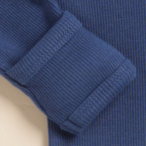 Body de manga larga de elastano de bambú orgánico de calidad superior con mallas con Cordón-Azul marino - Product Image 4