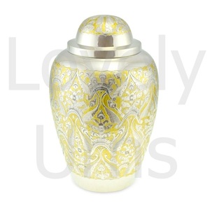 Urna Funeraria de Latón Clovelly para Adultos, Urna Conmemorativa de Metal Dorado y Plateado para Cenizas Humanas, Hecha a Mano, Fabricante OEM ODM - Product Image 3