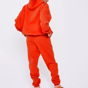 Ensemble de survêtement décontracté personnalisé avec logo imprimé, veste à capuche et pantalon évasé à jambes larges, deux pièces pour femmes - Product Image 2