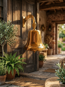 Timbre de Puerta de Latón Pulido para Montar en la Pared, Adorno de Jardín para Exteriores, Decoración Náutica Tradicional, Resistente a la Intemperie, Accesorio para el Porche Delantero - Product Image 1