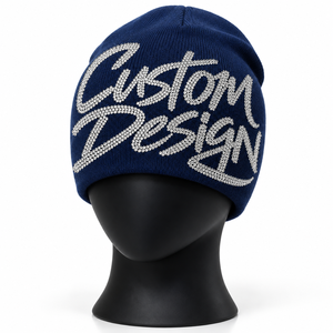 Gorro de punto con letras de diamantes de imitación en color burdeos, gorro de invierno personalizado con adornos de cristal, gorro con texto de cristal al por mayor - Product Image 2