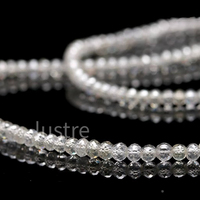 Chaîne de perles de diamant facettées rondes blanches naturelles transparentes, 15 pouces, 25 carats, certifiées par un tiers, pour la création de bijoux DIY