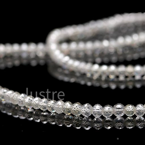 Perles de diamant Rondelle à facettes naturelles blanches claires brin 15 pouces fabrication de bijoux - Product Image 4