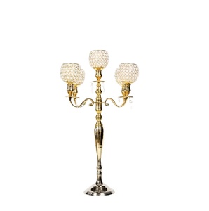 <b>Silver</b> & Gold Plated Candelabra Brass Crystal Bead Jars Elegant <b>Candle</b> <b>Holder</b> And <b>Candle</b> Stand At Competitive prices - Product Image 1