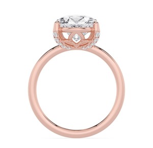 Bague solitaire éblouissante en or rose 10 carats avec diamant de laboratoire taille poire de 5,17 carats au total - Product Image 2