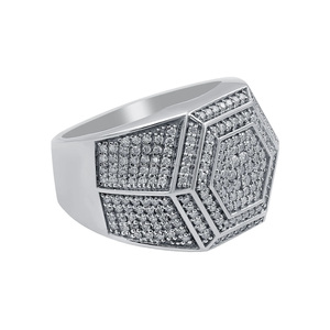 Cut Engagement Wedding <b>Ring</b> for <b>Man</b> Woman 925 Sterling <b>Silver</b> Unisex Gift <b>Ring</b> Hip Hop Style Rhodium Plated Party Cluster <b>Rings</b> - Product Image 5