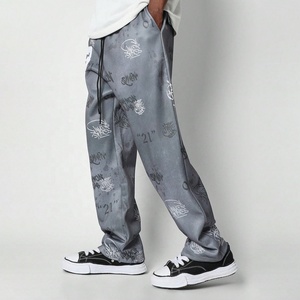 Pantalones de chándal con estampado de diseño personalizado para hombre, holgados, antiarrugas, parches desgastados antiarrugas, pantalones personalizados para hombre - Product Image 3