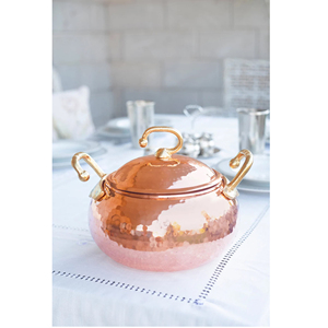 Meilleures ventes : Marmite de cuisson décorative en cuivre pur, design martelé, avec poignée en laiton, forme ronde, pour la maison, l'hôtel et les mariages - Product Image 4