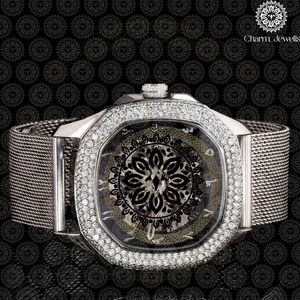 นาฬิกาข้อมือผู้ชาย Charm Luxury ตัวเรือนสแตนเลสสตีลขนาด 40 มม. ระบบกลไกอัตโนมัติ แสดงวันที่ ประดับเพชร สายแบบ Milanese กันน้ำได้ 10 บาร์ - Product Image 1