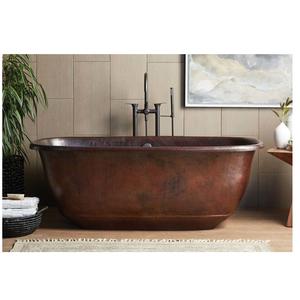 Baignoire ovale autoportante en cuivre martelé, artisanale, de luxe, vintage, antique, élégante, pour bain profond, écologique. - Product Image 2