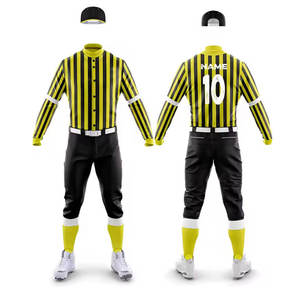 Men's Yellow Black Striped Soccer Jersey Full Sleeve Button Front Fitted Moisture Wicking Uniform with Pants and <b>Cap</b> - Product Image 2