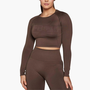 เสื้อกล้ามออกกำลังกายผู้หญิงแบบสั่งทำขายส่ง น้ำหนักเบา ทรงปกติ ยืดหยุ่น ชายเสื้อผ่า คอกลม ไซส์ใหญ่ ไร้ตะเข็บ ชุด 2 ชิ้น - Product Image 1