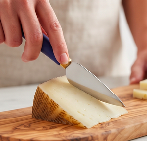 4 Piece Cheese <b>Knife</b> Set With Blue Handles Gold Accents Stainless Steel Cheese <b>Spreader</b> Fork Server Tools - Product Image 5