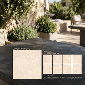 Ciment 600x600mm Pavés en porcelaine d'extérieur 2cm Antidérapant Heavy Duty pour le jardin Carreaux de sol en céramique écologiques - Product Image 4